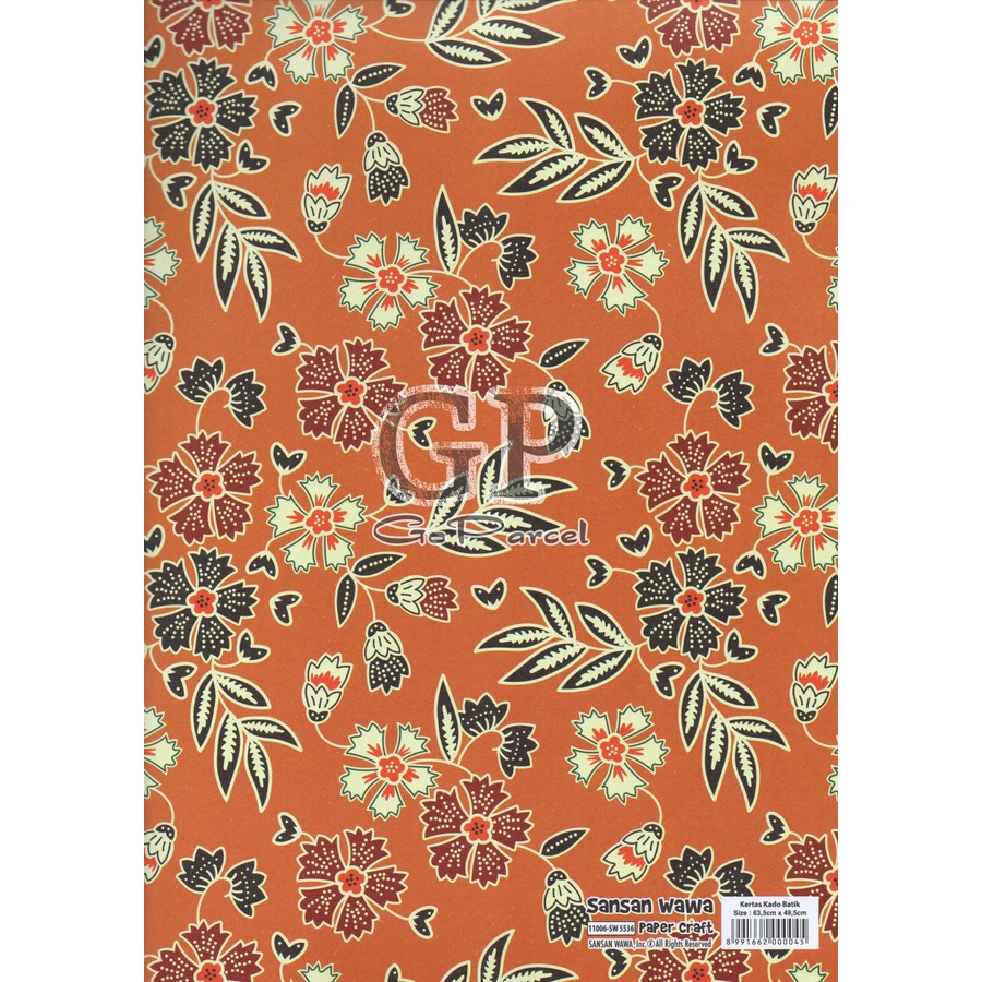 ( 5 Lembar ) BATIK SANWA-  KERTAS KADO - GIFT WRAP PAPER SANSAN WAWA COLOR WARNA WARNI SUMATRA / SULAWESI / HIJAU / MERAH / COKLAT / CLASSIC VINTAGE ELEGANT