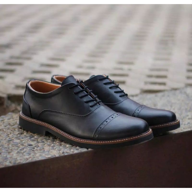 SEPATU SEMI PENTOFEL OXFORD FORMAL KULIT ASLI ELEGAN TRENDY REYLL JAZZ ORIGINAL