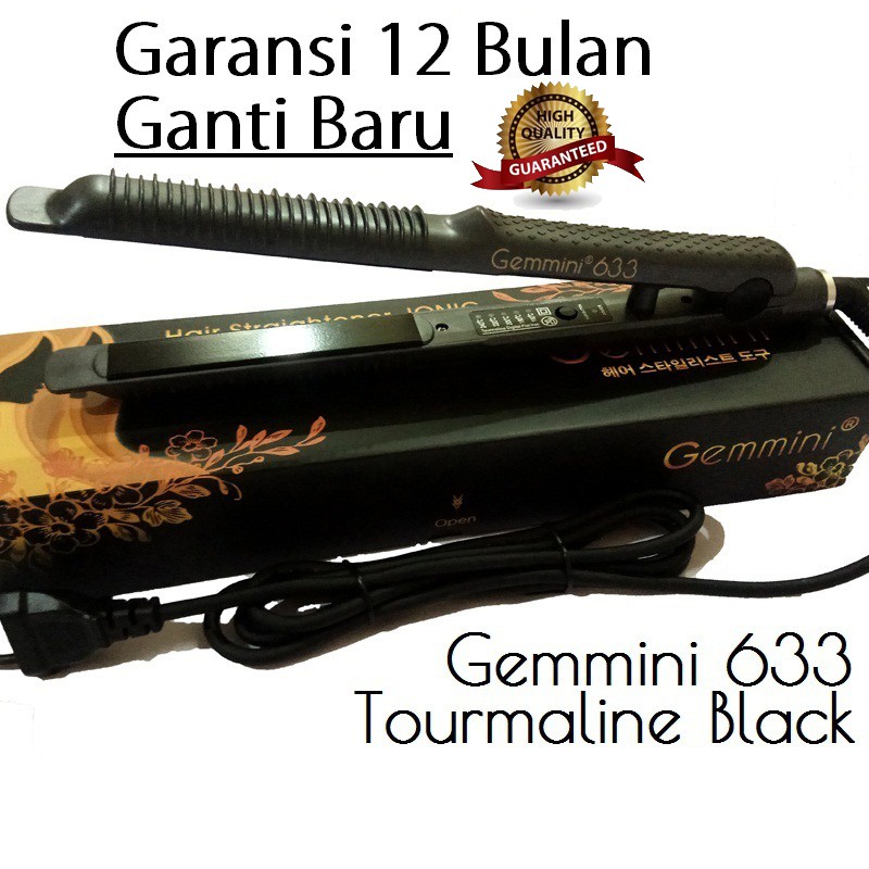 Catok 2in1 Gemmini 633 Tourmaline Black curly lurus Catokan Pelurus Pengeriting rambut 2 in 1 gemini