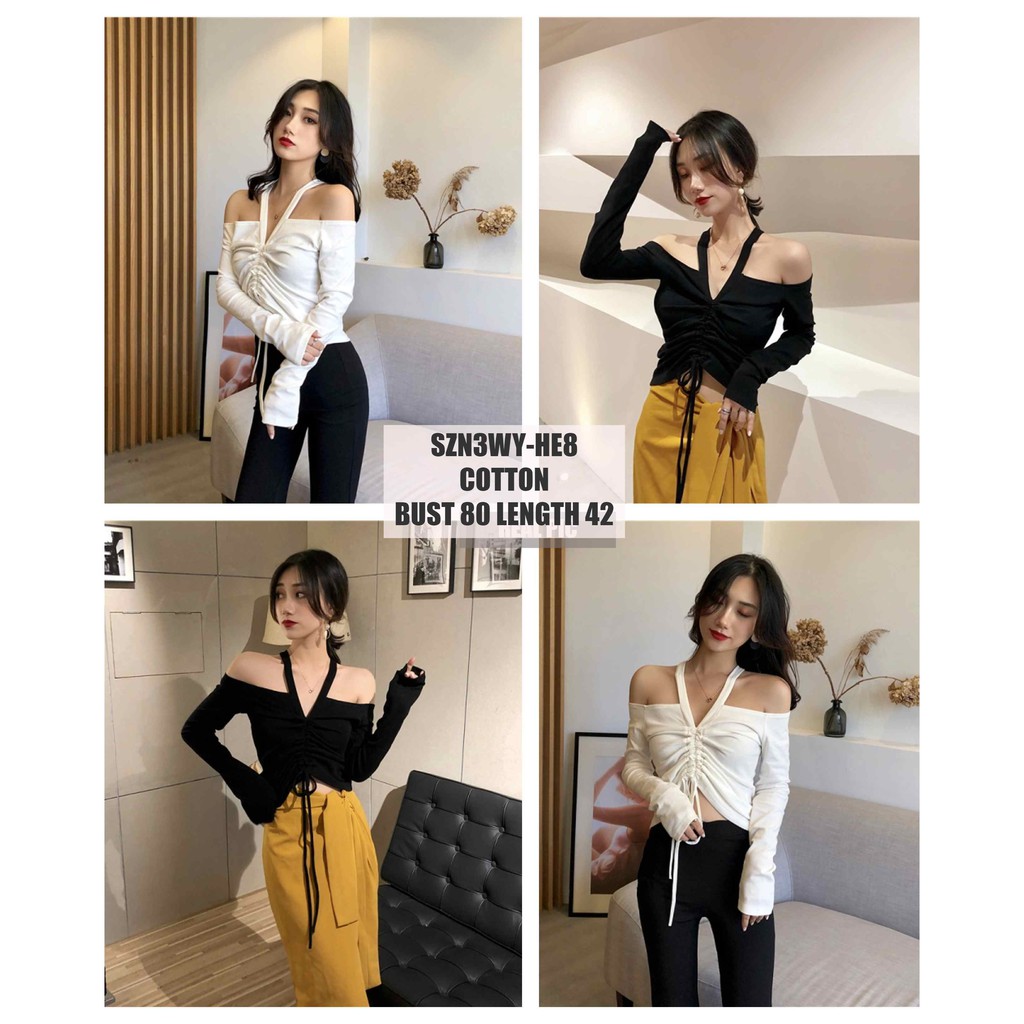  Baju Sabrina Crop  Lengan Panjang BAJUKU