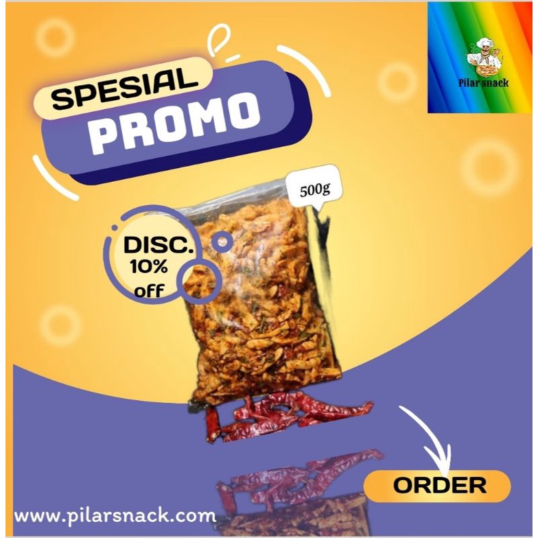 

Basreng pedas daun jeruk kemasan 500gr.