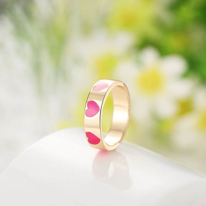 Fashion Sederhana Macarons Bohemian Kartun Cincin Cinta Smiley Bunga Bintang Seri Cincin Pasangan - olo