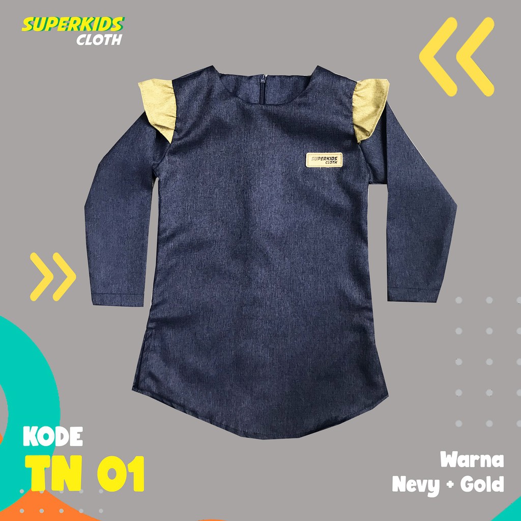 TUNIK ANAK CEWEK KEMEJA ANAK PEREMPUAN SUPERKIDS NEVY 1 - 10 Tahun