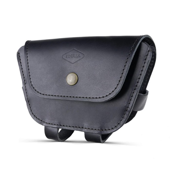 Aksesoris Sepeda - Souma Brompton 2017+ Leather Handlebar Bag - Black -Tas Sepeda