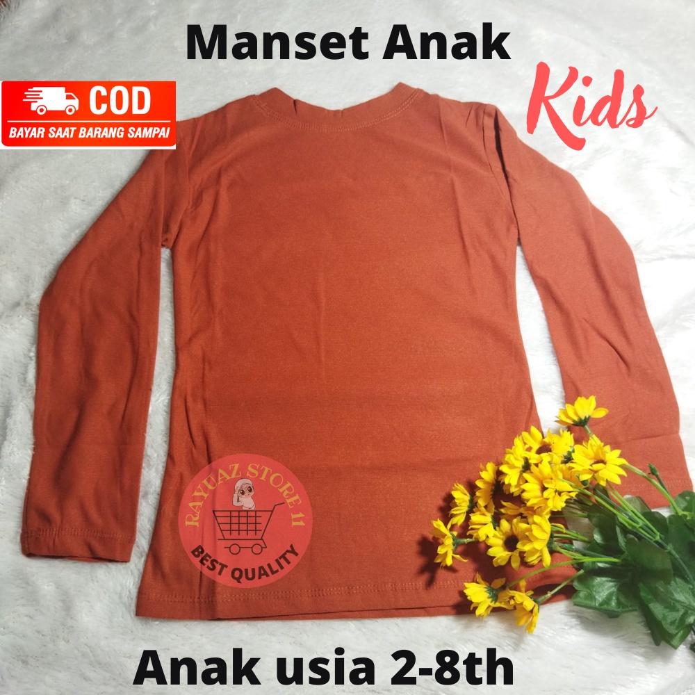 Manset Baju Anak 2-8 Tahun Lengan Panjang Kerah Tinggi Bahan Kaos premium