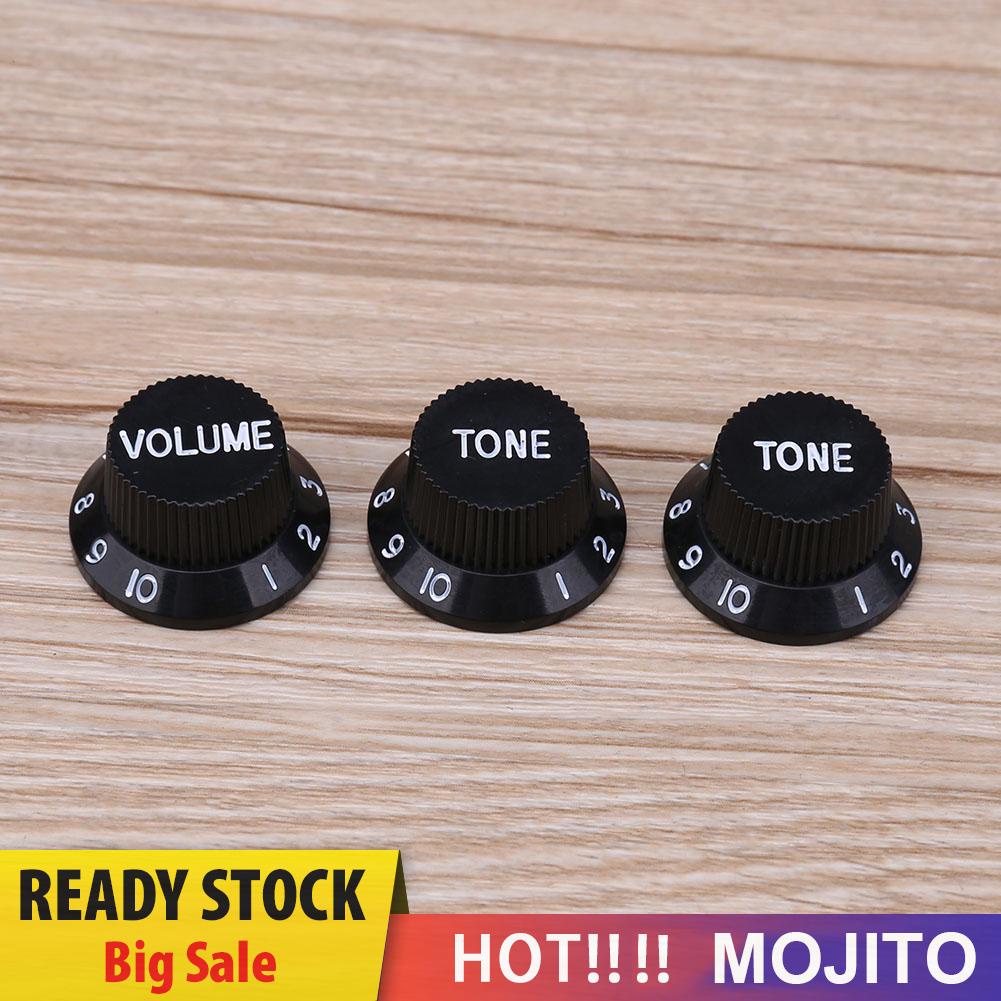 3pcs Knob Potentiometer Volume Bahan Plastik Untuk Gitar Bass Elektrik