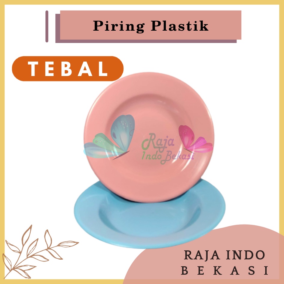 Rajaindobekasi Tebal Piring Plastik 8 Inch Warna Putih Pink Biru Pastel - Piring Kecil Besar Set Makan Plastik Acara Pesta Melamin Rotan Murah