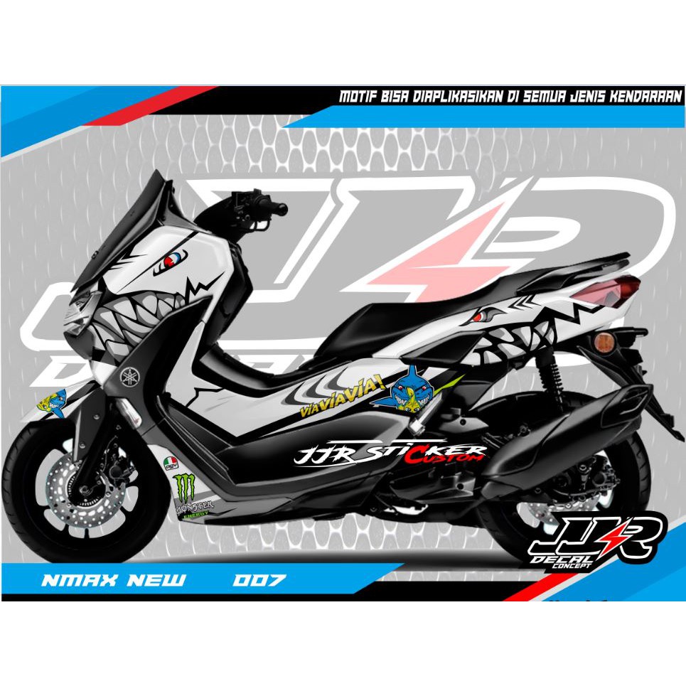 Decal Sticker Yamaha New Nmax Shark Putih