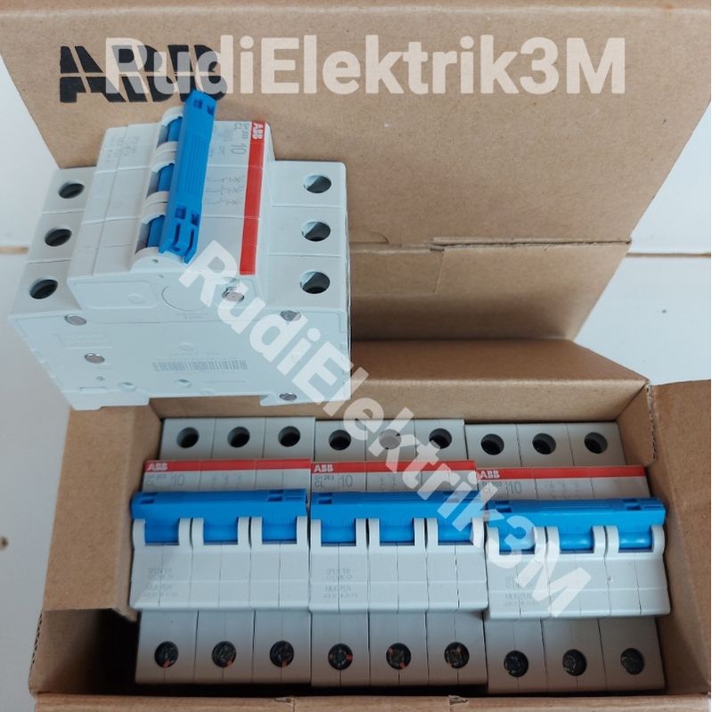 MCB ABB 10A 3Phase Original PLN type SH 203 Biru