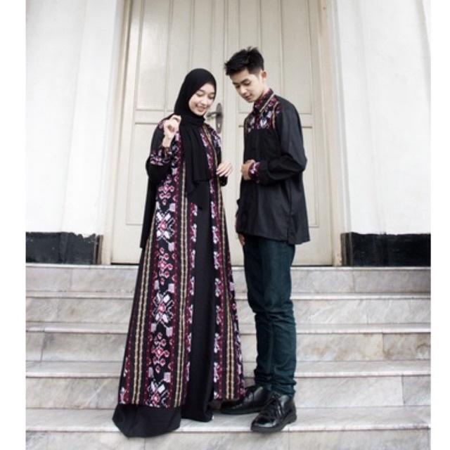 COUPLE GAMIS ROMPI (HITAM) || DRESS TENUN  ||  DRESS PREWED || BAJU PREWEDDING COUPLE ||   VENSHOP