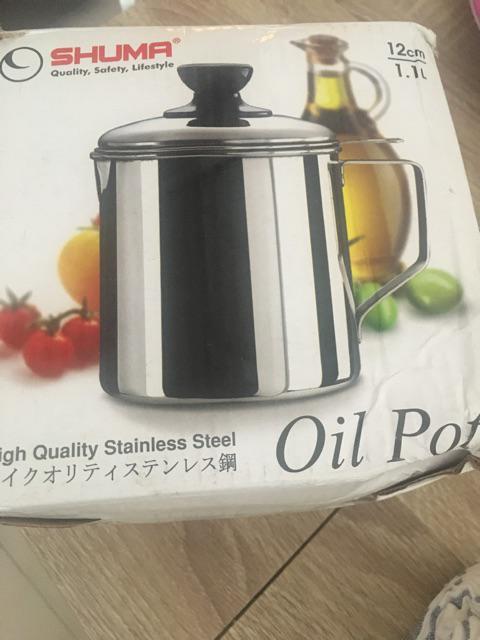 [mirip Shuma] Oil Pot, Wadah Dan Saringan Minyak Goreng 1,1 Ltr Stainless Steel