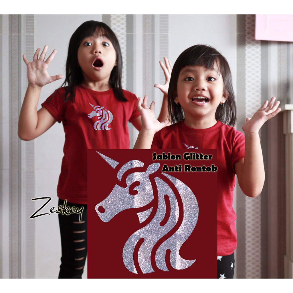 Zeskey t shirt anak perempuan / kaos glitter anak / kaos anak perempuan unicorn kuda poni ta3