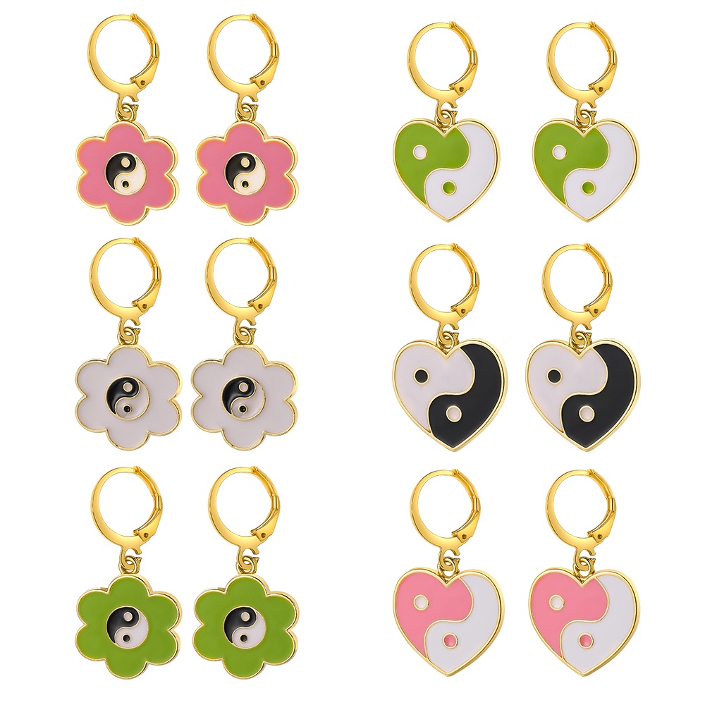 Anting Liontin Love Bahan Alloy Gaya Korea Untuk Wanita