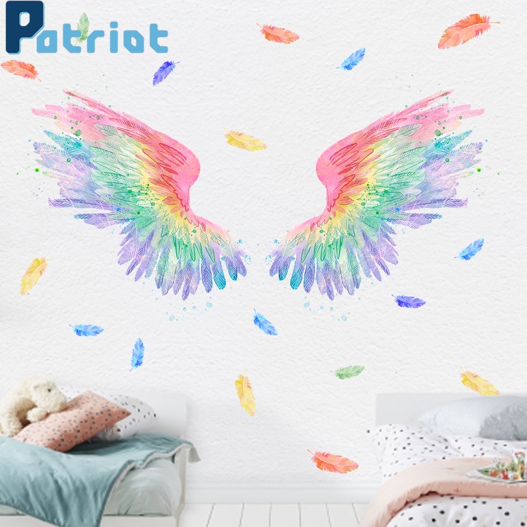 [ 3D  Colorful Angel Wings Wall Stickers Decoration for  Home Living Room Bedroom ]