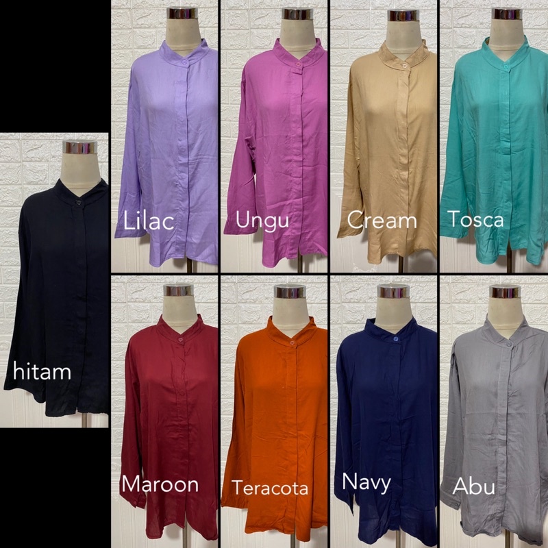 MAUDY SHIRT KEMEJA RAYON POLOS BASIC KANCING DEPAN OVERSIZED KERJA BUSUI MURAH GROSIR MODELLANO