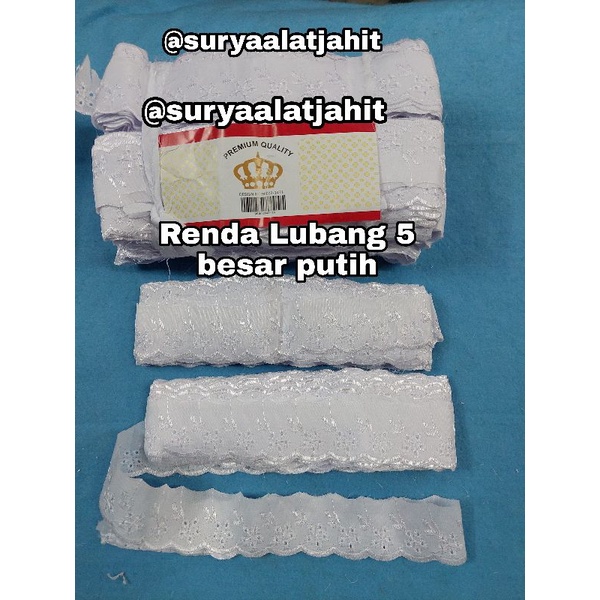 Renda Lubang-5 besar uk.4cm  2115 Hrm Putih +/-15Y =rp.17.250/1pcs