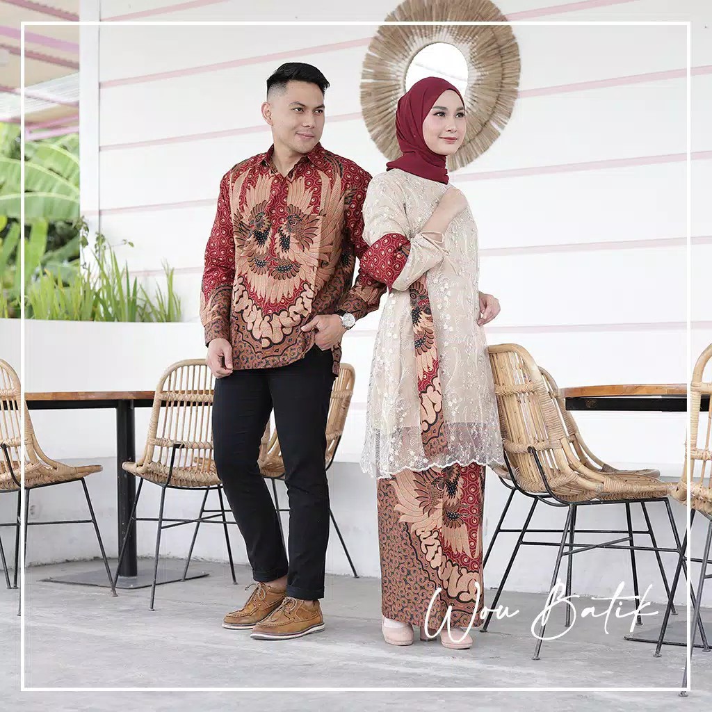 COUPLE BATIK TERBARU 2021 Brukat Premium Sarimbit Batik kebaya batik Rnb Batik Couple Keluarga WIDYA