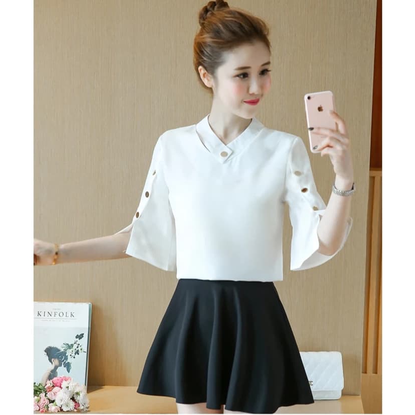 [Blouse Evelyn button RO] Blouse wanita twiscont var color