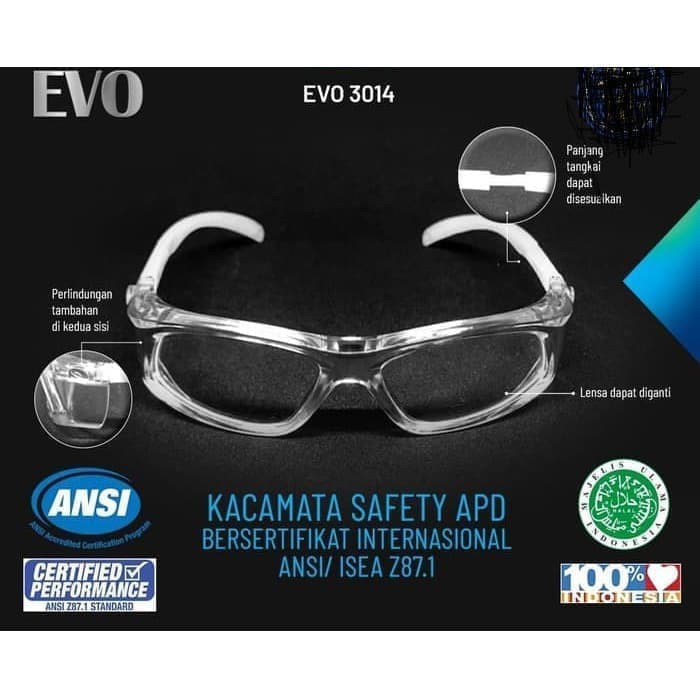 KACAMATA EVO SAFETY MEDIS GOOGLE APD ANTI KUMAN VIRUS AMAN