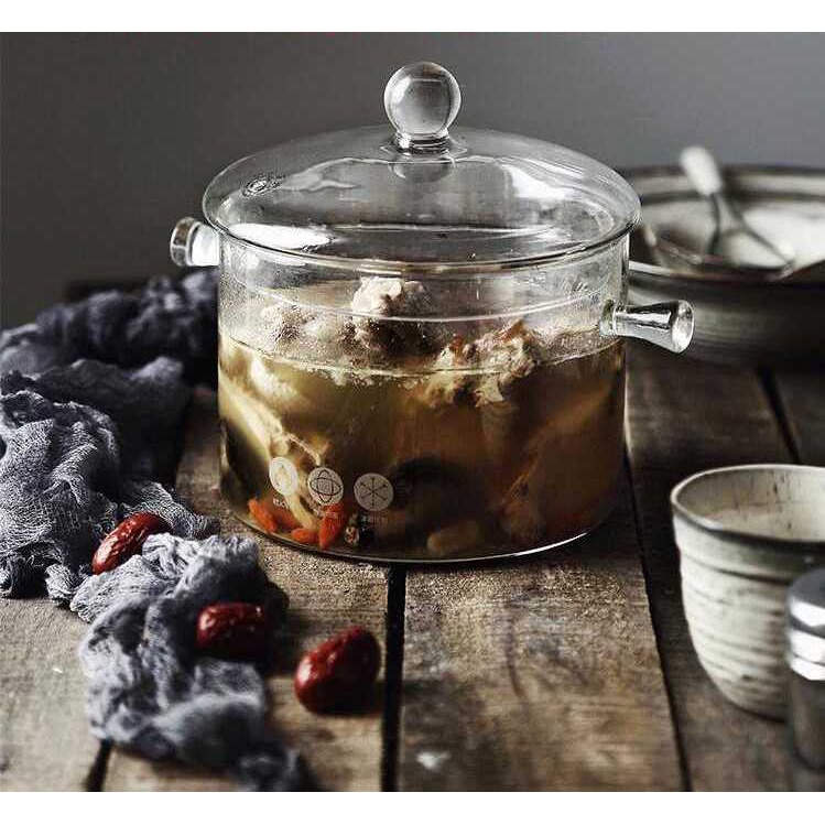 panci kaca transparan alat masak sop rebus air mewah anti panas bagus