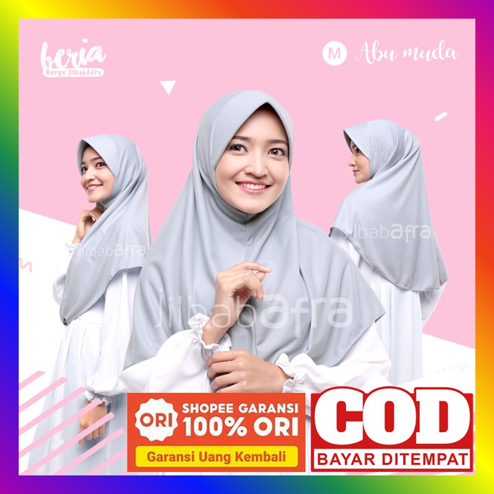 Kerudung Afra Bergo Beria Bahan Kaos Adem Hijab Instan Untuk Dewasa Pet Antem Jumbo