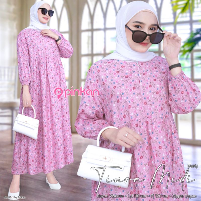 Tiara Midi Baju Midi Wanita Dres katun Rayon by Pinkan