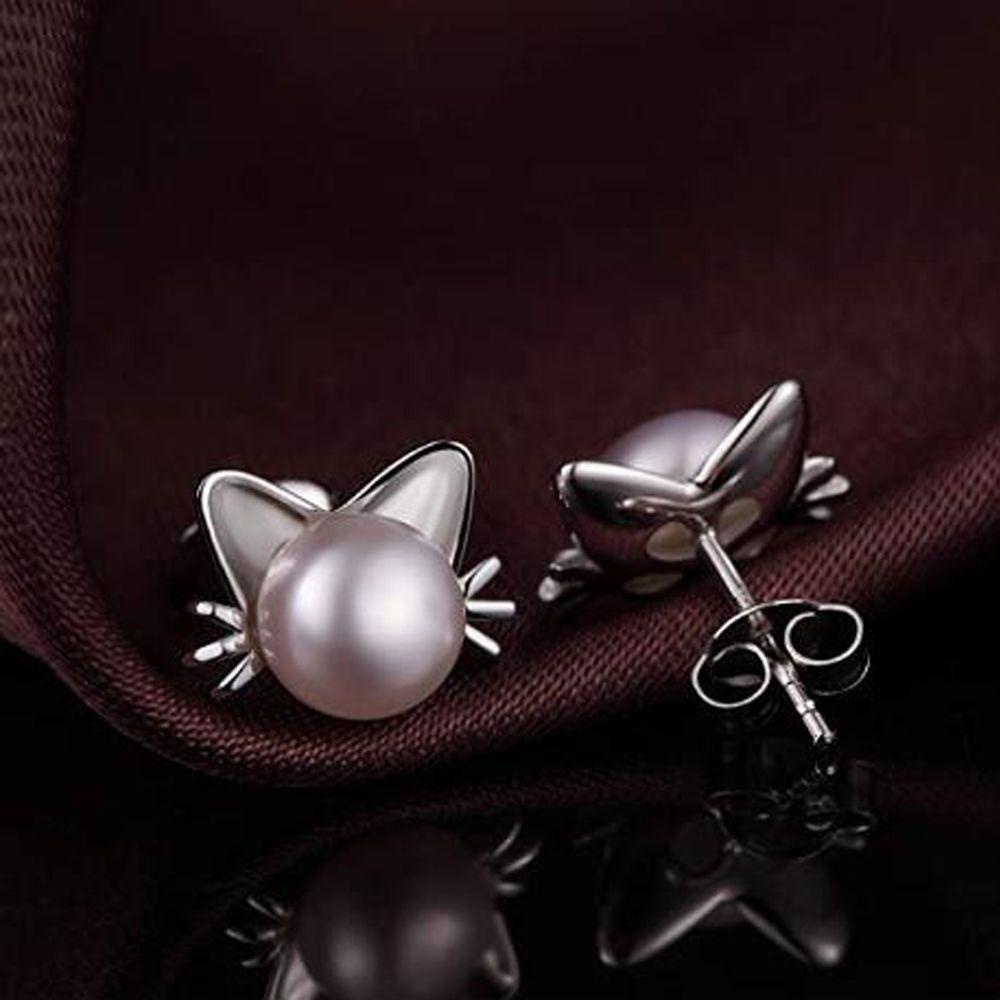 Anting LILY Cat Warna Hitam Untuk Wanita Gadis Perhiasan Elegan Giwang Mutiara Air Tawar