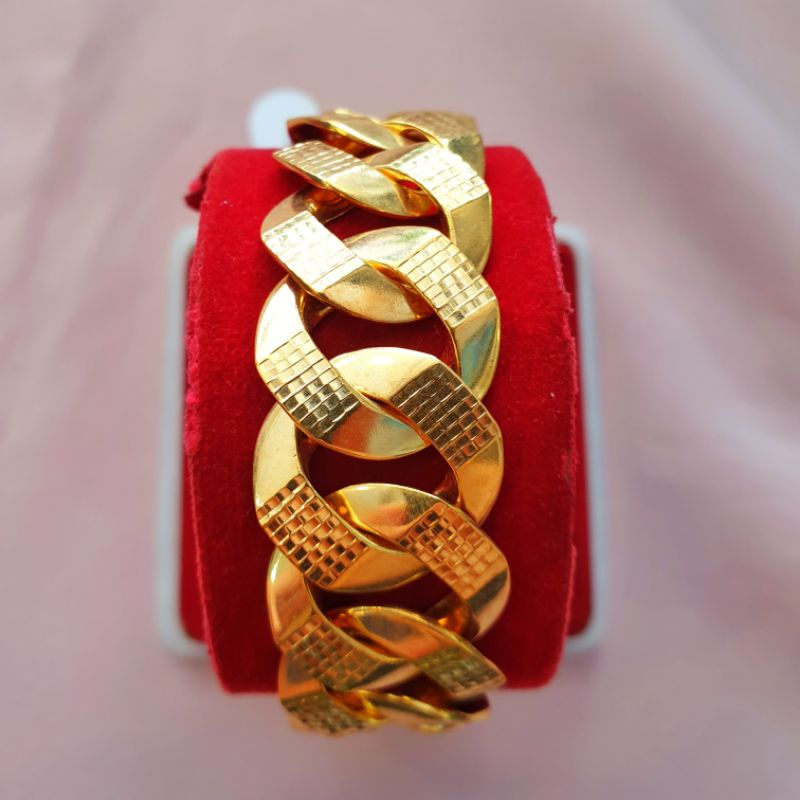 Gelang tangan sisik naga ukir kadar 300 emas asli