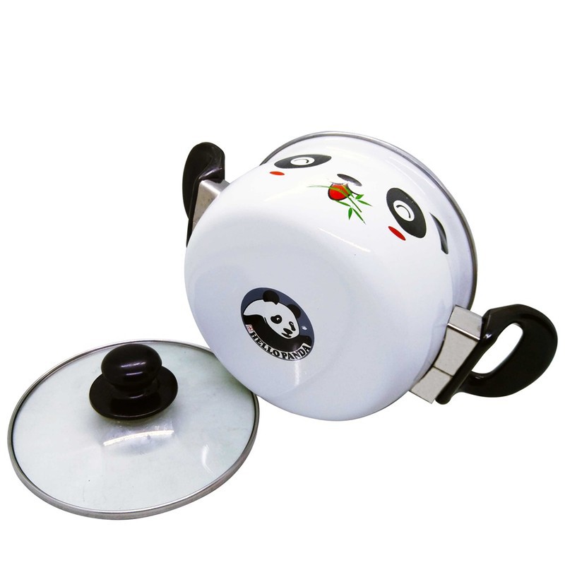 Maspion Panci Enamel Hello Panda 18 cm - Putih/ Panci Masak Serbaguna Panci Anti Lengket