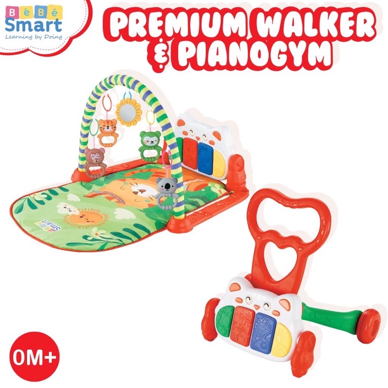 Bebe Smart Premium Walker &amp; Pianogym Mainan Edukasi Sensorik Bayi Kado Hadiah Lahiran Mainan Musik Piano Latihan berjalan