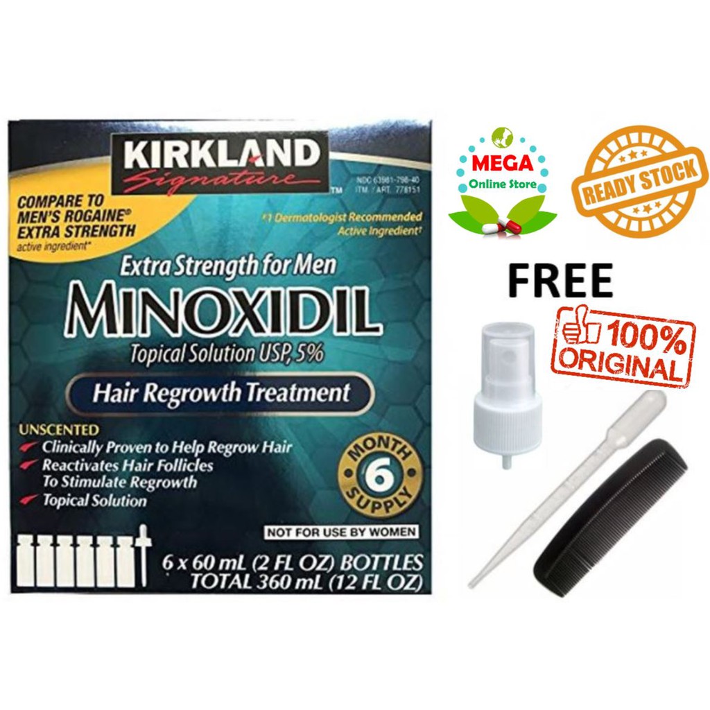 Kirkland Signature Minoxidil 5% Extra Strength Penumbuh Rambut Pria 6 btl (6 bln)