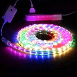 LAMPU LED STRIP SELANG WARNA WARNI RGB 3528 2835 220V + ADAPTOR 9M