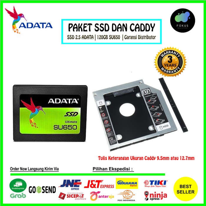 PROMO PAKET SSD DAN CADDY ADATA SU650 120GB Ultimate 2.5 Sata III - SSD&CADDY 9.5MM
