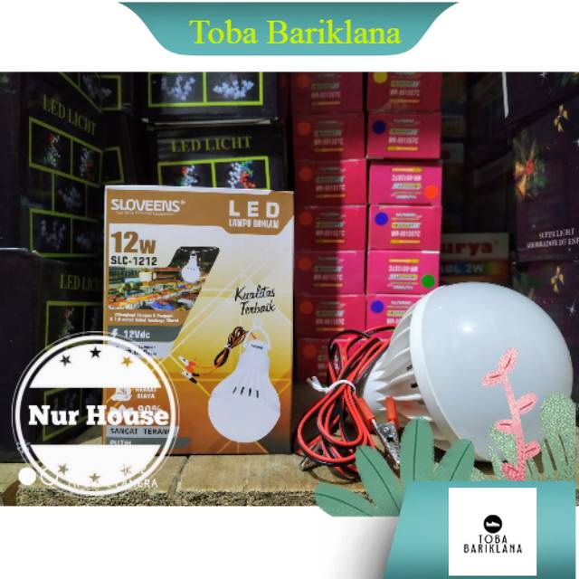 lampu led 12 watt dc aki 12 volt dengan kabel jepit aki