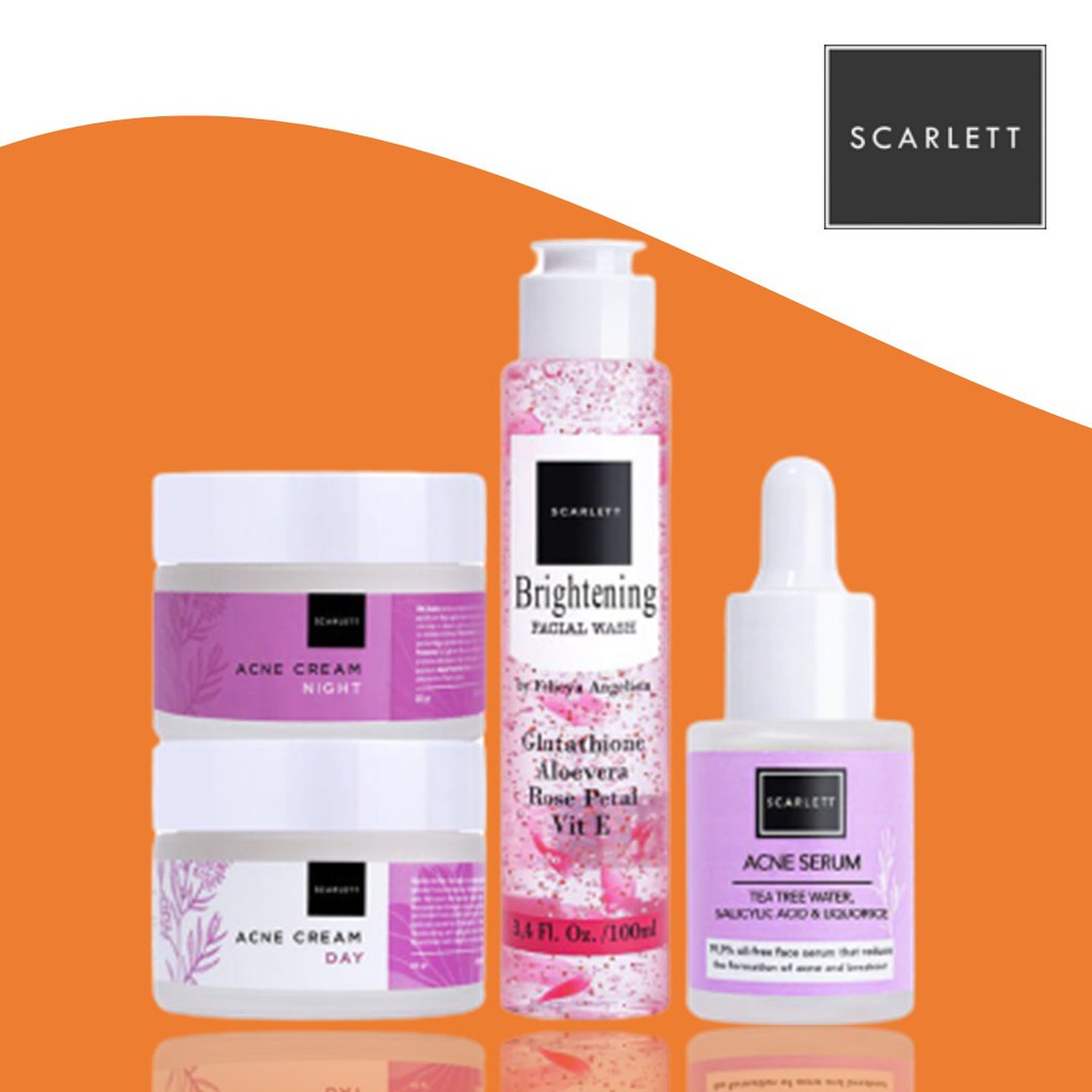 [COD] Paket 4in1 Scarlett Acne Series - Facial Wash + Acne Serum + Acne Day + Night Cream Original