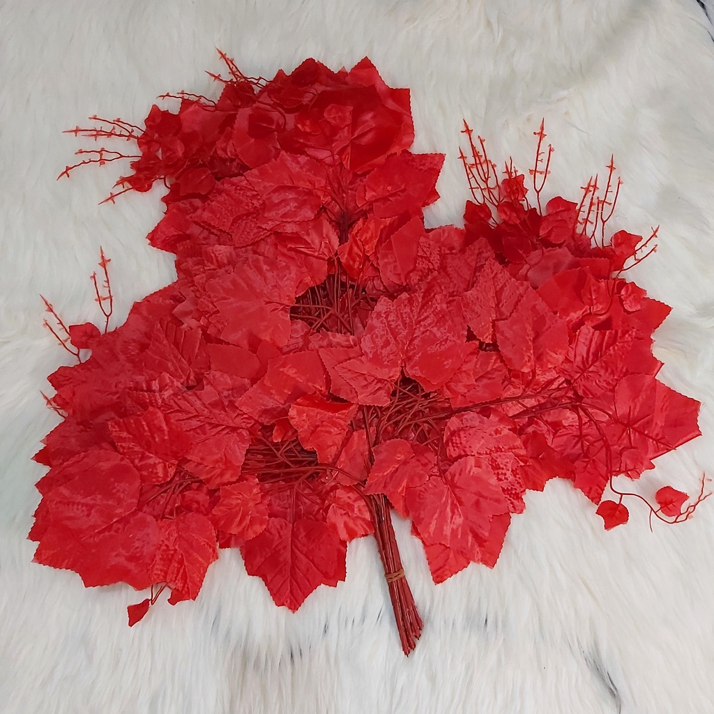 Daun Anggur Merah/ Daun Backdrop/ Dekorasi Rumah/ Artificial Murah