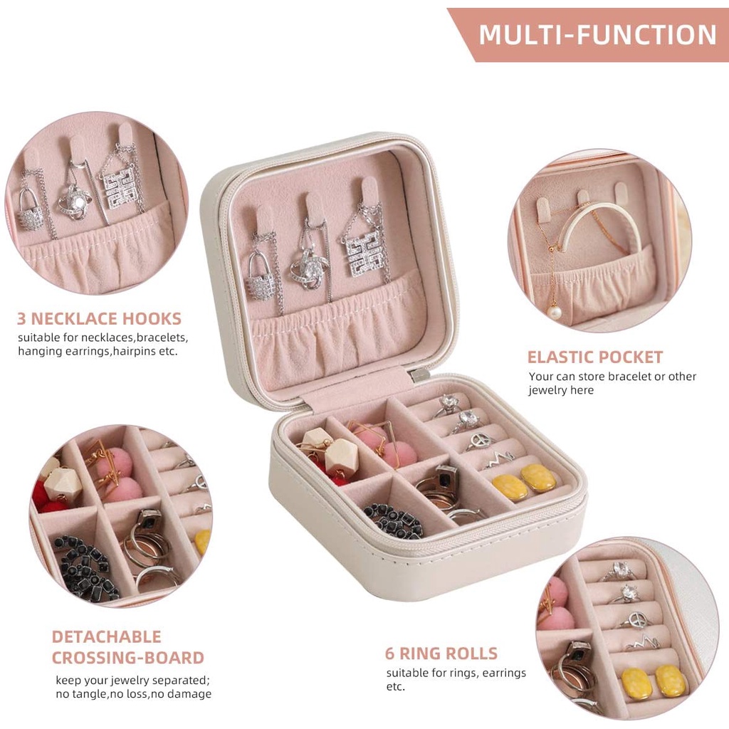 New Portabel Perjalanan Mini Kotak Perhiasan Kulit Perhiasan Cincin Organizer Case Kotak Perhiasan Mini Ready Stock