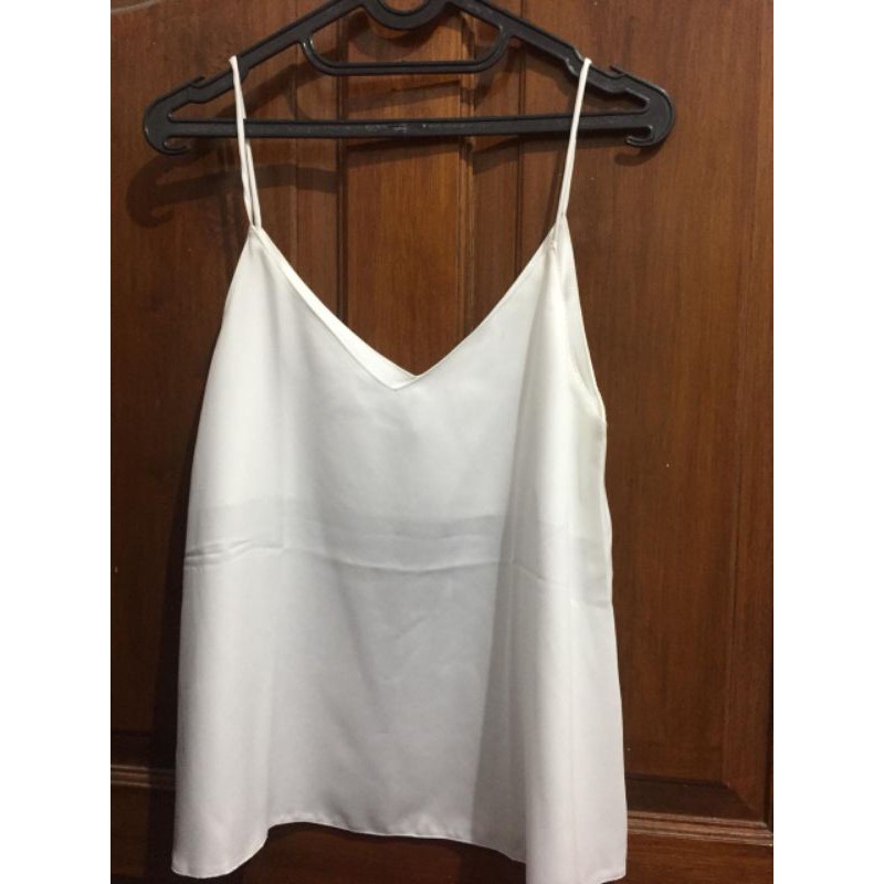 Paris Satin Tank White (V neck tanktop)