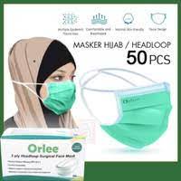 Masker Orlee Surgical protective mask 3 ply Headloop || Hijab