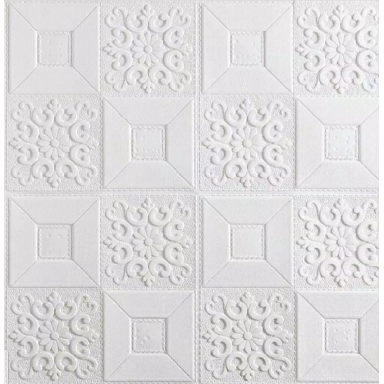 WALLPAPER DINDING 3D MOTIF BATIK VARIAN WARNA 70x70cm-R1B-1 (PUTIH)