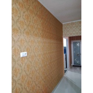  WALLPAPER  VINYL PREMIUM MOTIF BATIK  GOLD  TIMBUL UKURAN 