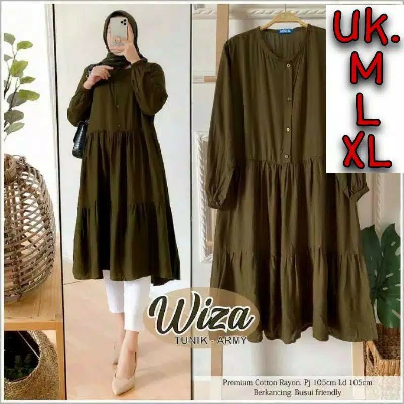 WIZA TUNIK  POLOS/ KANCING BUSUI//ATASAN WANITA MUSLIMAH