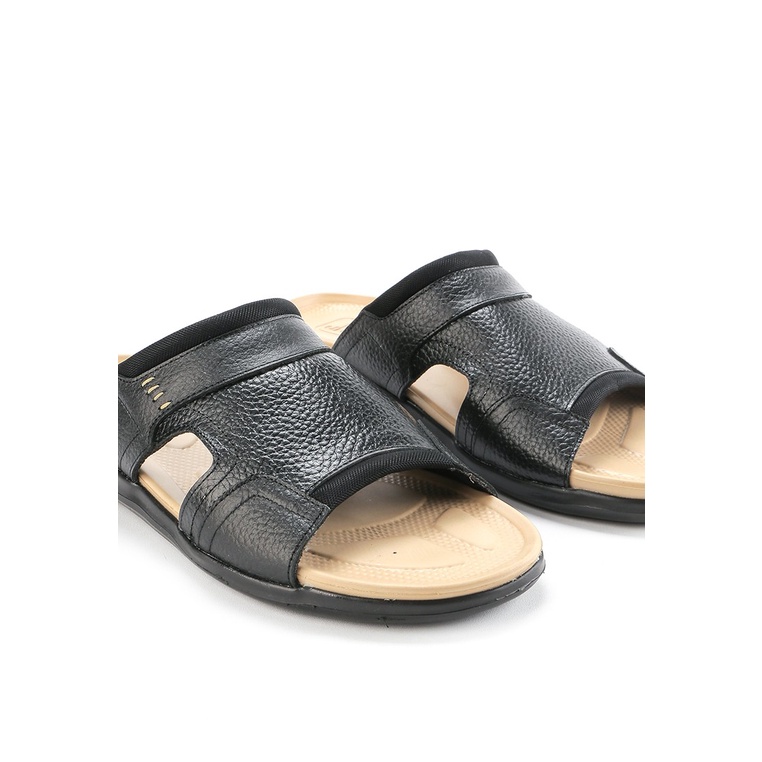 SANDAL CASUAL JIM JOKER PRIA ORIGINAL SLIDE KULIT BRANDED HITAM JJ10