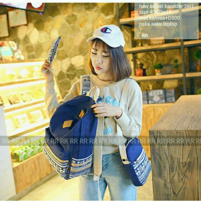 Promo ransel motif rusa 3in1 murah /tas backpack astronot / ransel make me happy