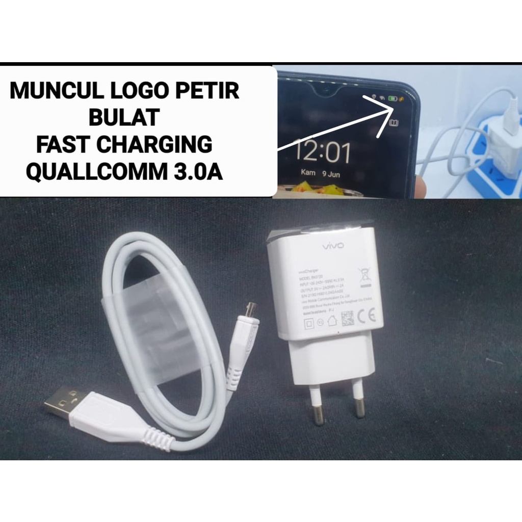 CHARGER ORIGINAL 100% KWALITAS ASLI COPOTAN HP VIVO Y91C Y30I Y50 Y70 Y75 Y85 V11 V15 V19 V15 PRO V20 SE V23 CAS ORI BAWAAN HP FAST CHARGING QUALLCOMM QC 3.0A Kabel Usb Micro Type C [tc vivo batok kecil]