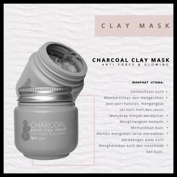 MS GLOW CLAY MASK/ MASKER CHARCOAL &amp; GREEN TEA By MS GLOW