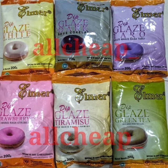 

200gr DIP GLAZE ELMER STRAWBERRY SAUS CAIR TOPPING DONAT MANIS RASA STROBERI 200GR