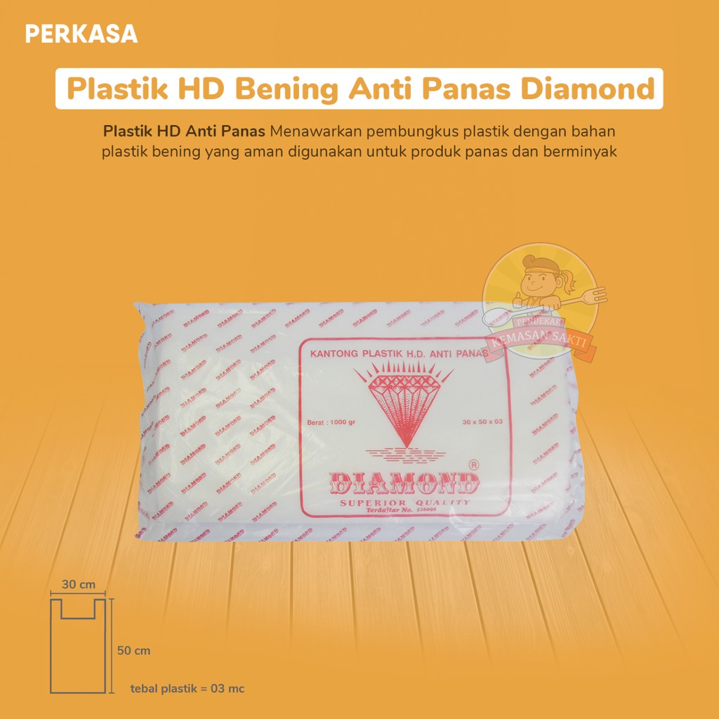 Plastik HD Bening Anti Panas 30x50 / Kantong PE Diamond Tahan Panas/Plastik Minyak Gula Tepung 5kg