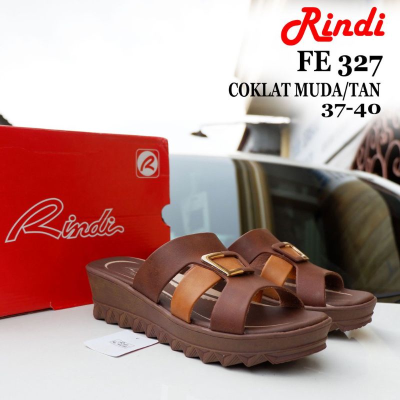 SANDAL RINDI FE 327 - SANDAL SELOP WEDGES WANITA - SANDAL JINJIT HAK SEDANG