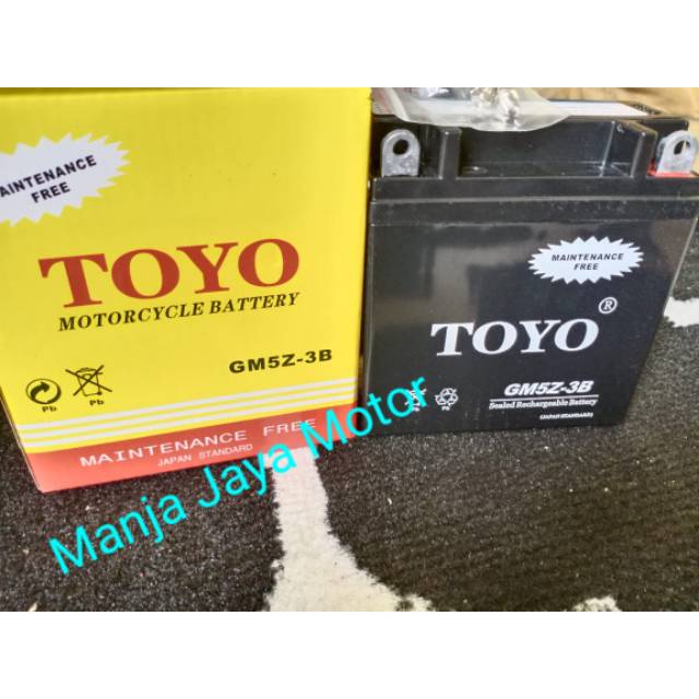 Aki Toyo GM5Z-3B MF (kering) untuk motor Mio sporty/ Mio lama/ grand/ Supra x